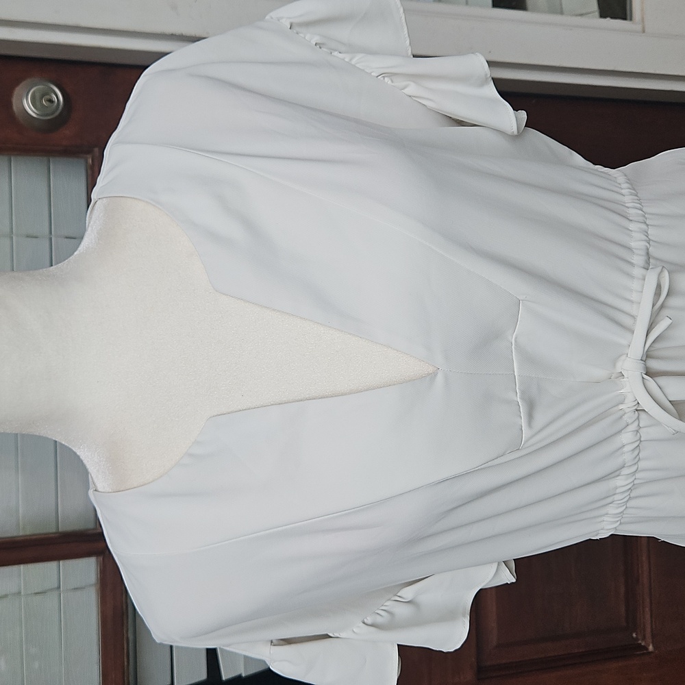 Amanda Uprichard Pegasus Ivory Tiered Waist Tie Dress - Picture 6 of 8